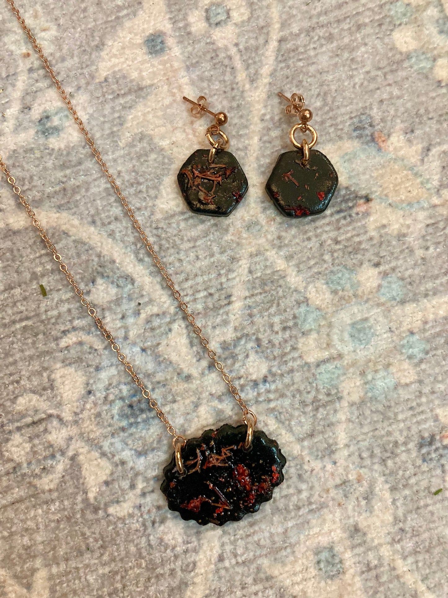 Rose Stem Necklace (with rose gold fill chain)